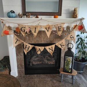Rustic Burlap 'Give Thanks' Banner